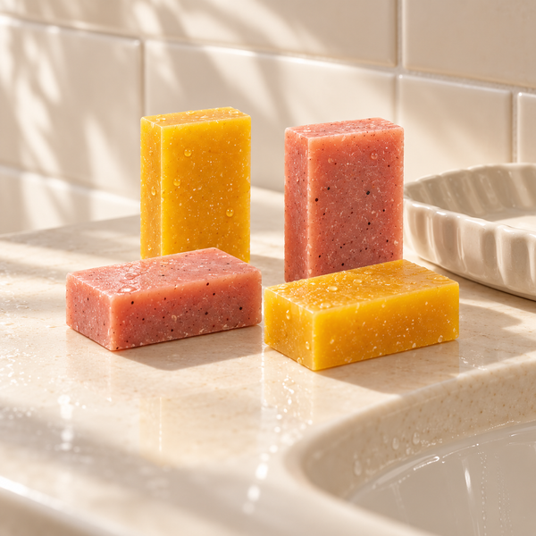 Cracker de 4 mini savons artisanaux Fraise & Pêche