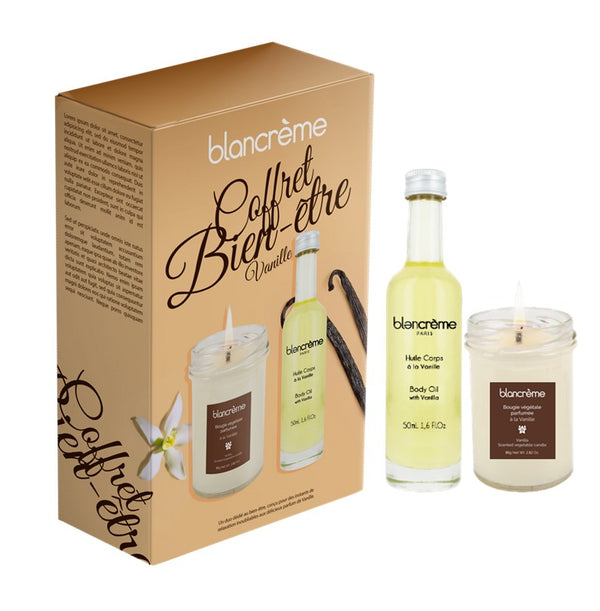 Packshot vu de face avec un fond blanc et l'huile et la bougie vu de face également
